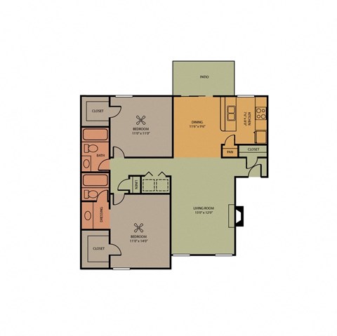 Liberty floor plan of Pavilion Apartment in Arlington, TX